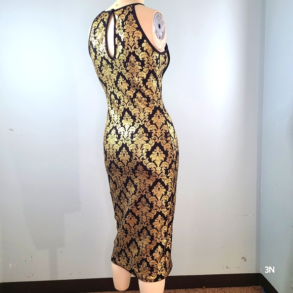 WINDSOR Black and Gold Midi Dress, S - Picture 6 of 8